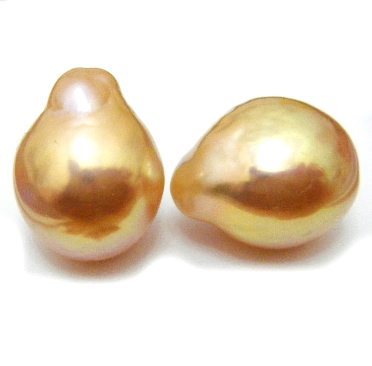 Gold  10.7mm Drop Pearl Pair
